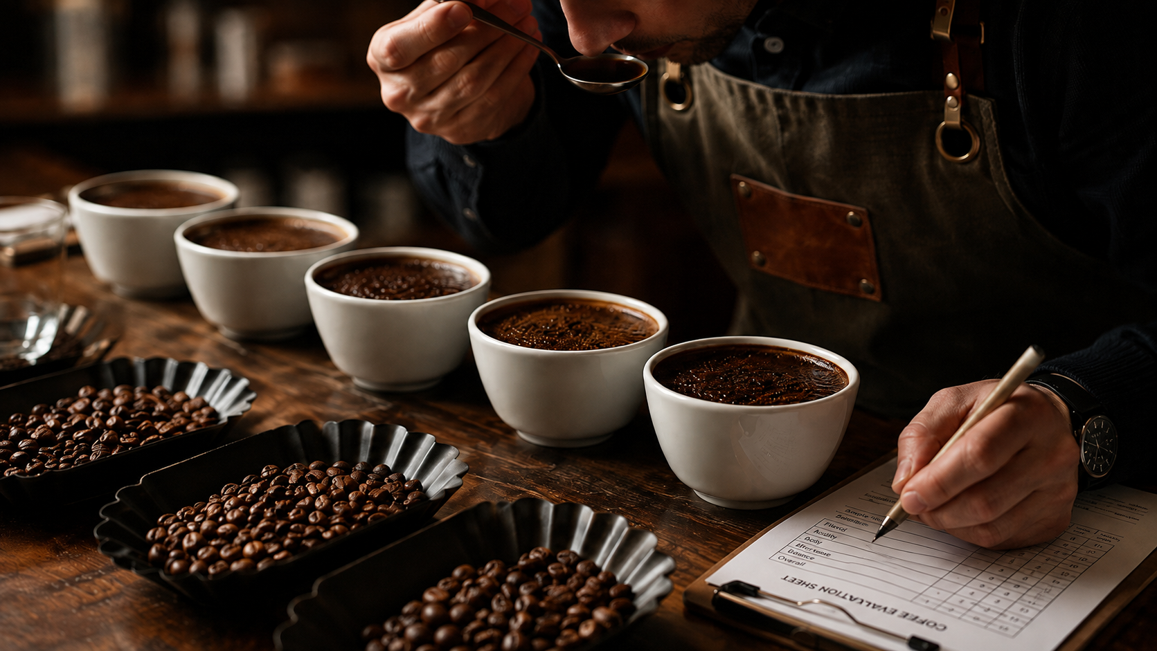 Профессиональная оценка Specialty Coffee во время капинга