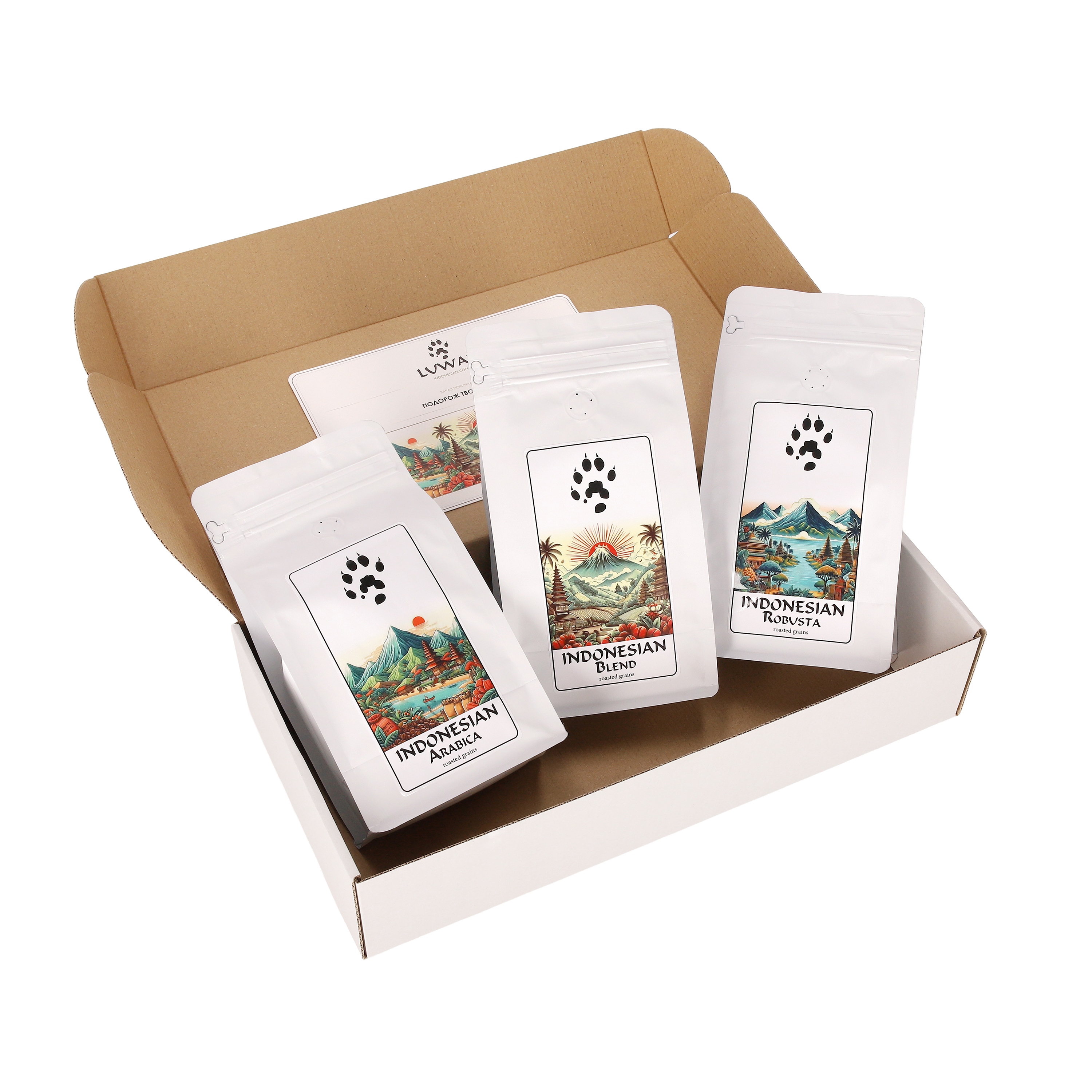 Дегустационный подарочный набор LUWAK - Arabica, Blend и Robusta по 400 г