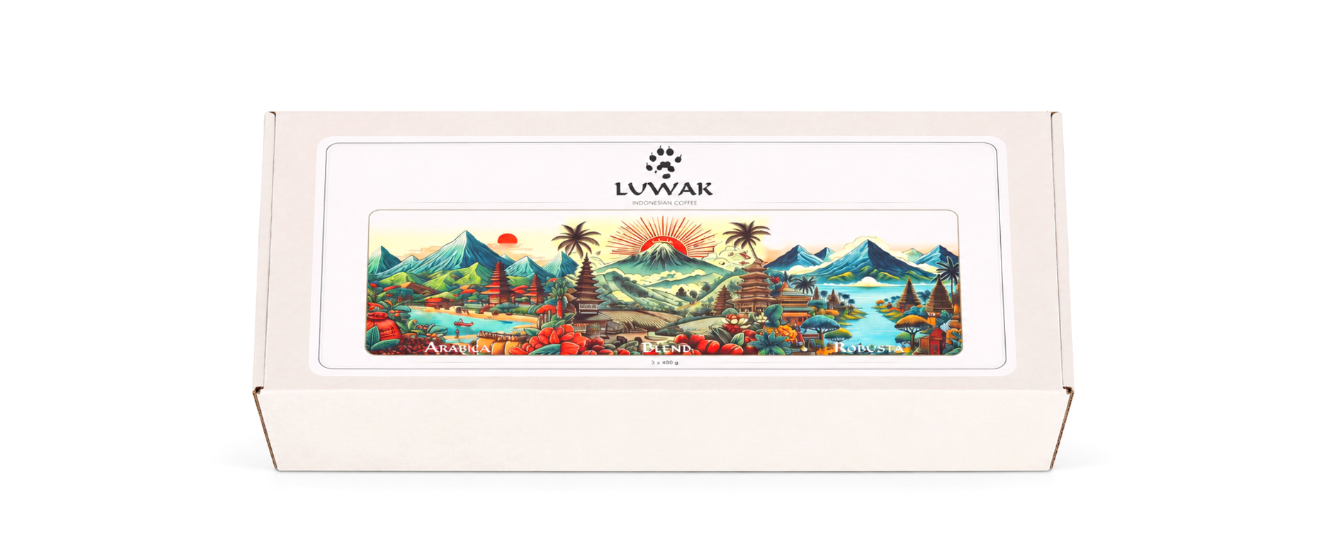 Подарочный набор кофе LUWAK «Три вкуса Индонезии» – арабика, бленд и робуста, 3×400 г